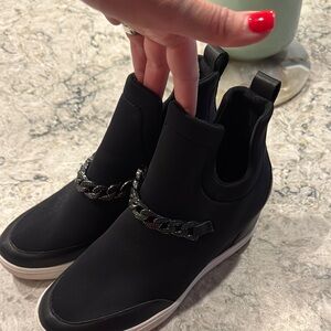 Black Ankle Boots with Chain Detail